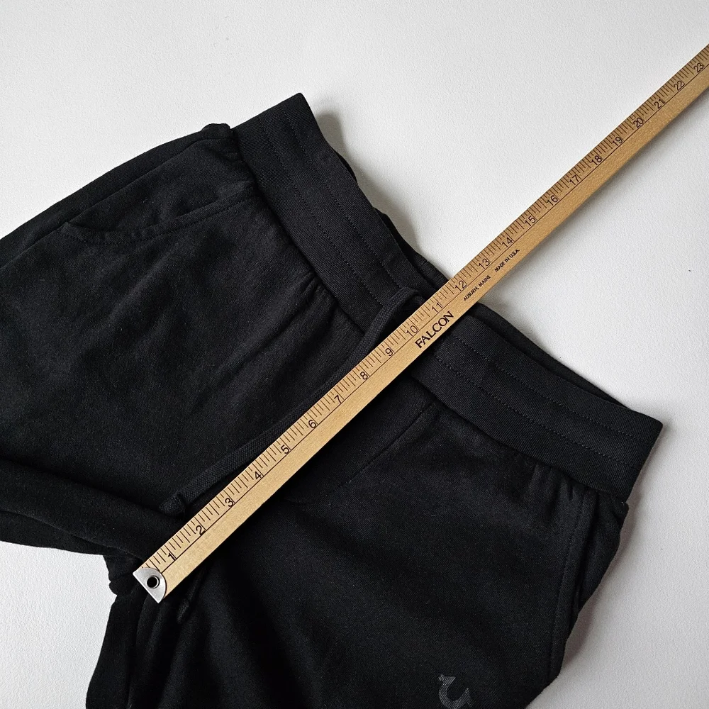 True Religion Shine Jogger Sweatpants Black Cotton Blend Logo Lounge Athletic S